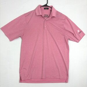 Byron Nelson Mens Large Pink Striped DriWay Golf Polo Hidden Cypress Golf Club